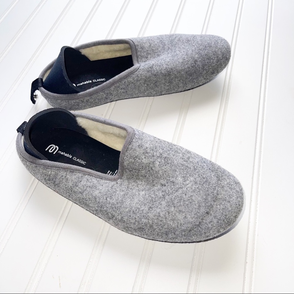 Mahabis Grey Wool Slippers Sz 39